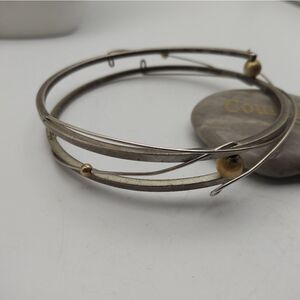 Silver and‎ 10k gold ball acid tested bracelet estate antique jewelry B0111